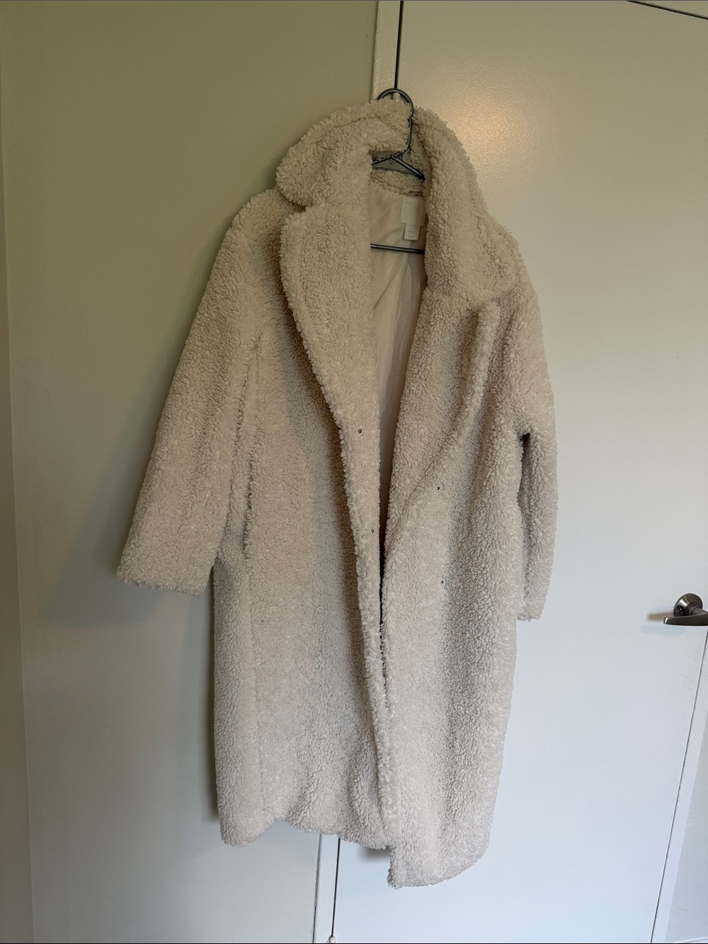 H&M Cream Teddy Faux Shearling Coat